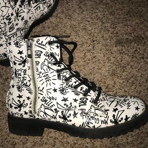 Black and white Graffiti Booties